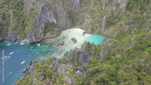 The aerial view of Bacuit Bay in the Philippines