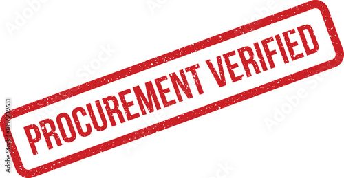 Authentic grunge red rubber stamp impression showing Procurement Verified for official confirmation purposes