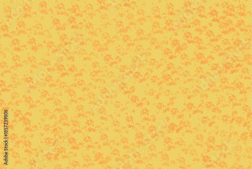 Retro Yellow Halftone Floral Pattern Background with Orange Pop Art Dots, a vibrant yellow and orange abstract background featuring a halftone dot pattern and stylized floral shapes.