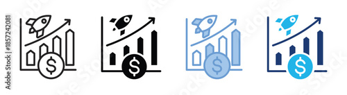 Growth icon set multiple style collection