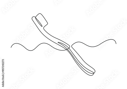 Continuous one line drawing art of toothbrush. Single line drawing of a toothbrush vector illustration