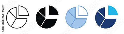 Pie chart icon set multiple style collection