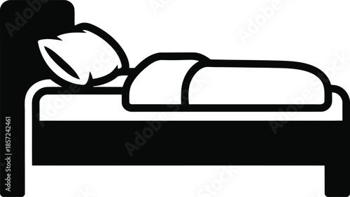 Person sleeping in a bed icon silhouette