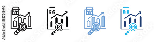 Market research icon set multiple style collection