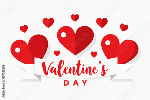 Valentine s day celebration with red hearts