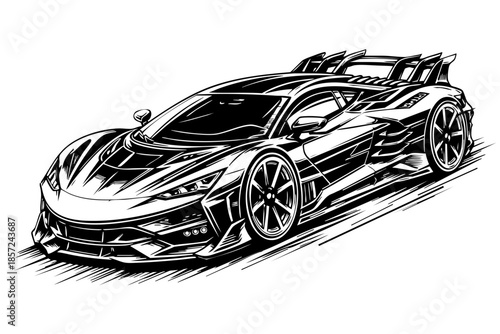 Concept electric hypercar with futuristic fins and vents