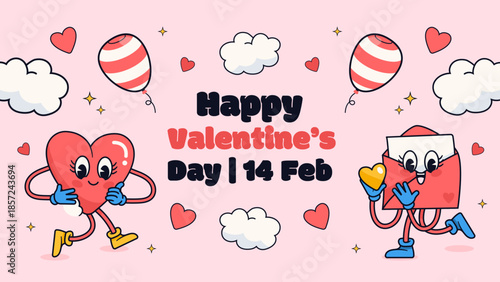Valentine’s Day Greeting Card with Red Hearts – February 14, 2026