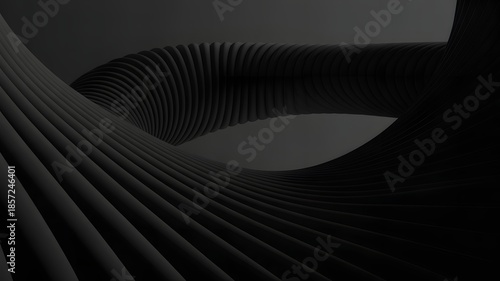 Abstract black and white geometric pattern with curved lines and shapes
