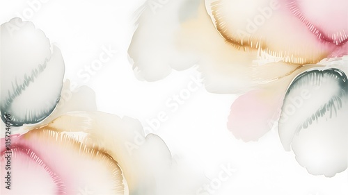 Soft watercolor floral pattern with pastel hues and delicate brushstrokes on white background