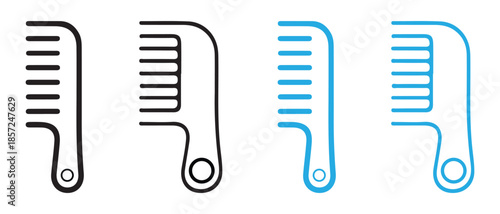 Black and Blue Outline Combs Side by Side on White Background.