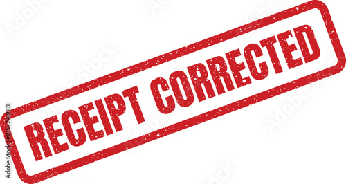 Distressed rectangular rubber stamp texture with grunge effect indicating a receipt has been corrected