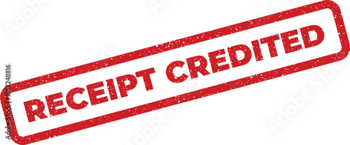 Distressed rectangular rubber stamp texture with grunge effect indicating a receipt has been credited