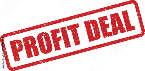 Distressed rectangular rubber stamp vector displaying profit deal for marketing materials or financial announcements