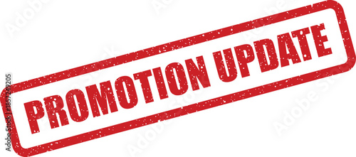 Distressed rectangular stamp icon featuring the urgent Promotion Update announcement message