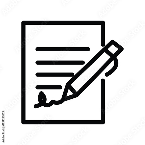 Black Document with Pencil Icon on White Background