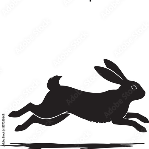 Running Rabbit Silhouette in Motion Nature and Wildlife Illustration