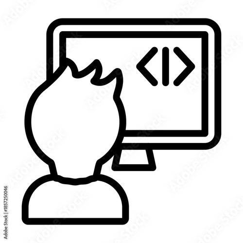 Coding Vector Line Icon Design