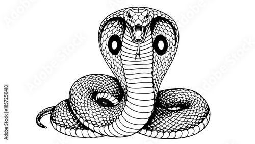 A cute cartoon vector illustration of a wild cobra snake and poisonous viper reptile designed as a funny animal character for a nature tattoo or 2013 year symbol