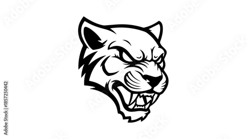 A cute vector illustration of a tiger and wolf head design featuring cartoon animal faces with artistic fur details and bold feline eyes for a fun mammal pet drawing