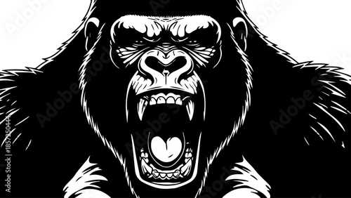 A fierce wildcat mascot design featuring a black and white sketch of a lion, wolf, and tiger head as a predator animal tattoo illustration