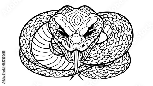 Ancient hand drawn vector illustration of a sketch animal design featuring a tattoo style cobra snake and lion pattern art symbol on a nature background