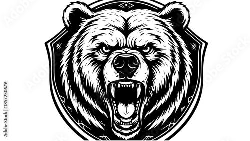 Powerful black silhouette of a wild tiger head vector mascot design featuring a fierce animal face illustration for a nature logo or tattoo art