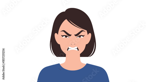 Angry Woman Illustration Showing Frustration Expression.