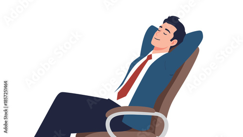 Relaxed businessman resting in office chair.