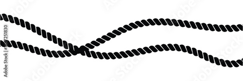 Rope set. Hand drawn doodle ropes isolated in various shapes, nautical cords. Rope circle border. Marine and climbing Cords templates. Vector illustration for decoration, crafts, sailing in eps 10.