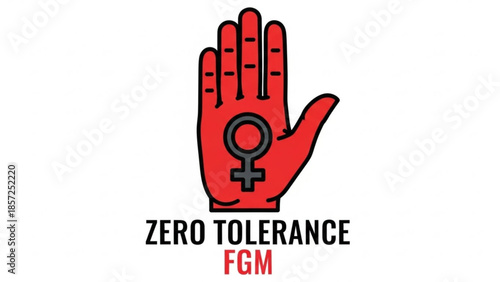 Red Hand Stop Female Genital Mutilation FGM Vector Illustration