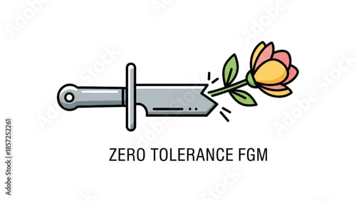 Knife Cutting Flower Symbolizing Zero Tolerance Against FGM