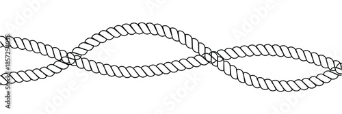 Rope set. Hand drawn doodle ropes isolated in various shapes, nautical cords. Rope circle border. Marine and climbing Cords templates. Vector illustration for decoration, crafts, sailing in eps 10.