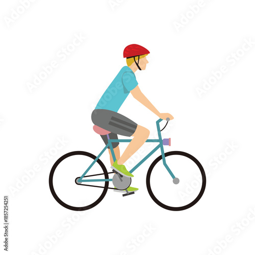 illustration of sport activities man cycling bycicle vector flat design