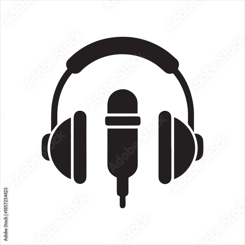 headphones with mic icon vector illustration