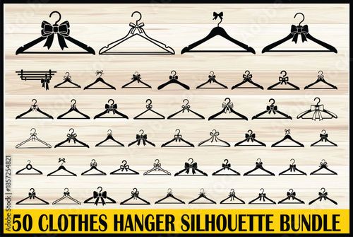 Clothes Hanger Silhouette Set for Fashion and Wardrobe Design