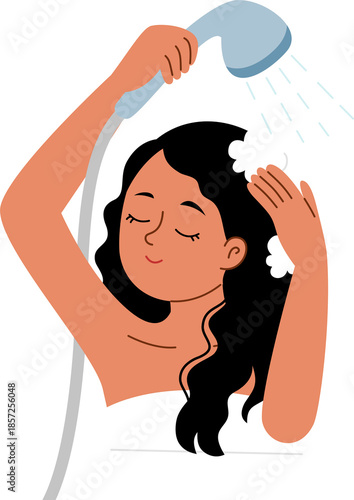 woman washing hair and relaxing