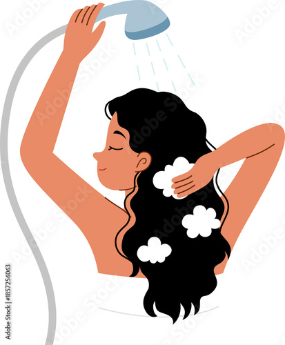 woman washing hair and relaxing