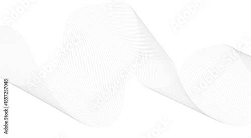 Wave line background with smooth shape. Beautiful wavy line on a white background. Horizontal banner template. Abstract futuristic template. Chrome technological wallpaper.
