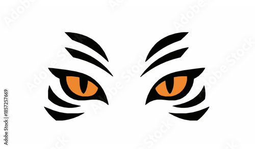 Stylized Tiger Eyes Mascot Emblem Vector Illustration