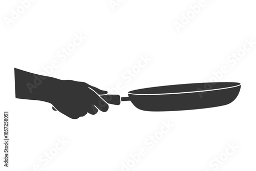 フライパンを持つ手のシルエットアイコン