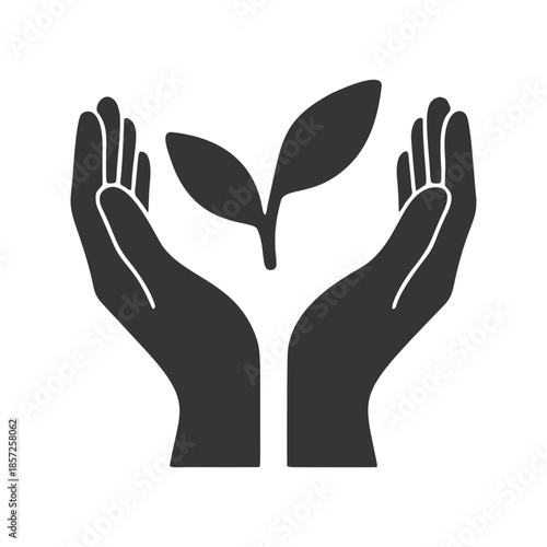 双葉を包む両手のシルエットアイコン