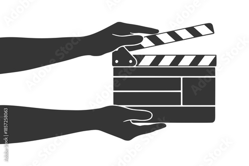 カチンコを持つ手のシルエットアイコン