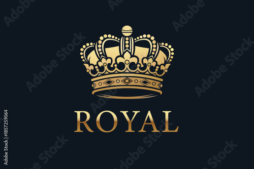 Golden Royal Crown Jewelry Ornament Vector logo template