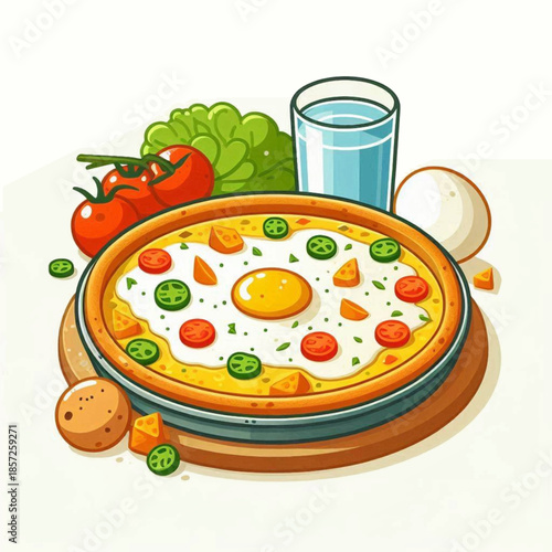 Delicious Breakfast Dish with Egg and Vegetables.