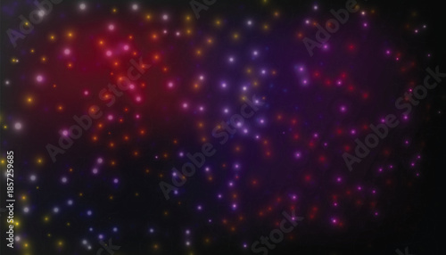 Colorful Glowing Bokeh Light Particles on Dark Abstract Vector Background