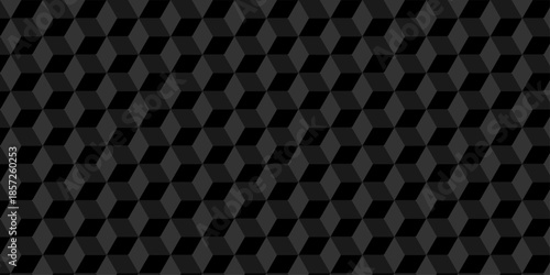 Vector structure box minimal black abstract cube square wall texture. geometric tile hexagon mosaic wall grid wallpaper. minimal geometric block cube isometric mosaic texture background.