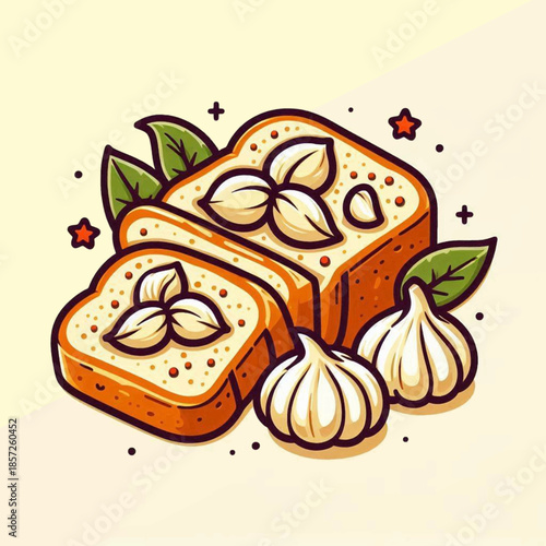 Garlic Bread Loaf with Fresh Garlic.