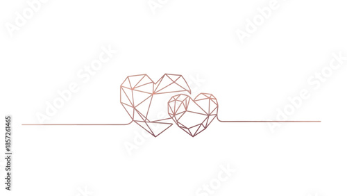 Geometric hearts on a line, modern love symbol
