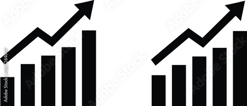 Business growth graph icon, financial success chart illustration, upward arrow analytics symbol, market expansion concept, profit increase infographic design