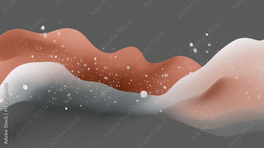 Fototapeta premium Abstract wave shapes in soft coral, white, and gray tones create a soothing visual effect for modern design, artistic backgrounds, and creative projects.